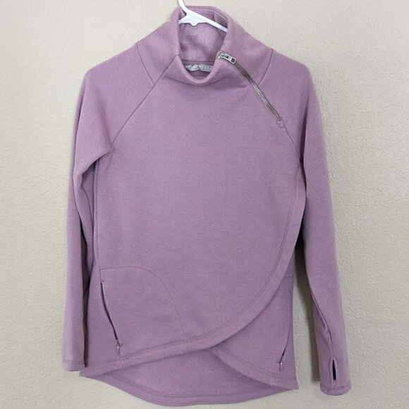 Athleta Cozy Karma Mauve Blush Pink Asym Pullover XXS - Picture 1 of 6